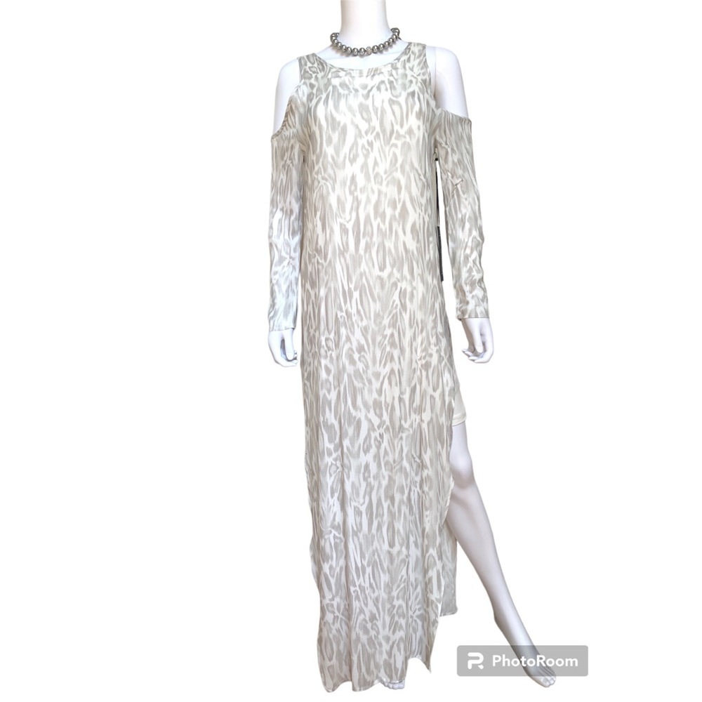 YFB pastel animal print cold shoulder maxi dress, NWT, S